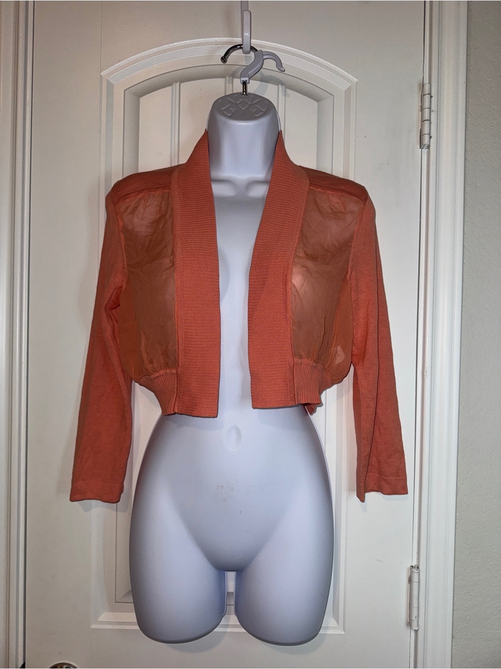 ANTONIO MELANI Cropped Open-Front Jacket in Coral coquette office sire secretary